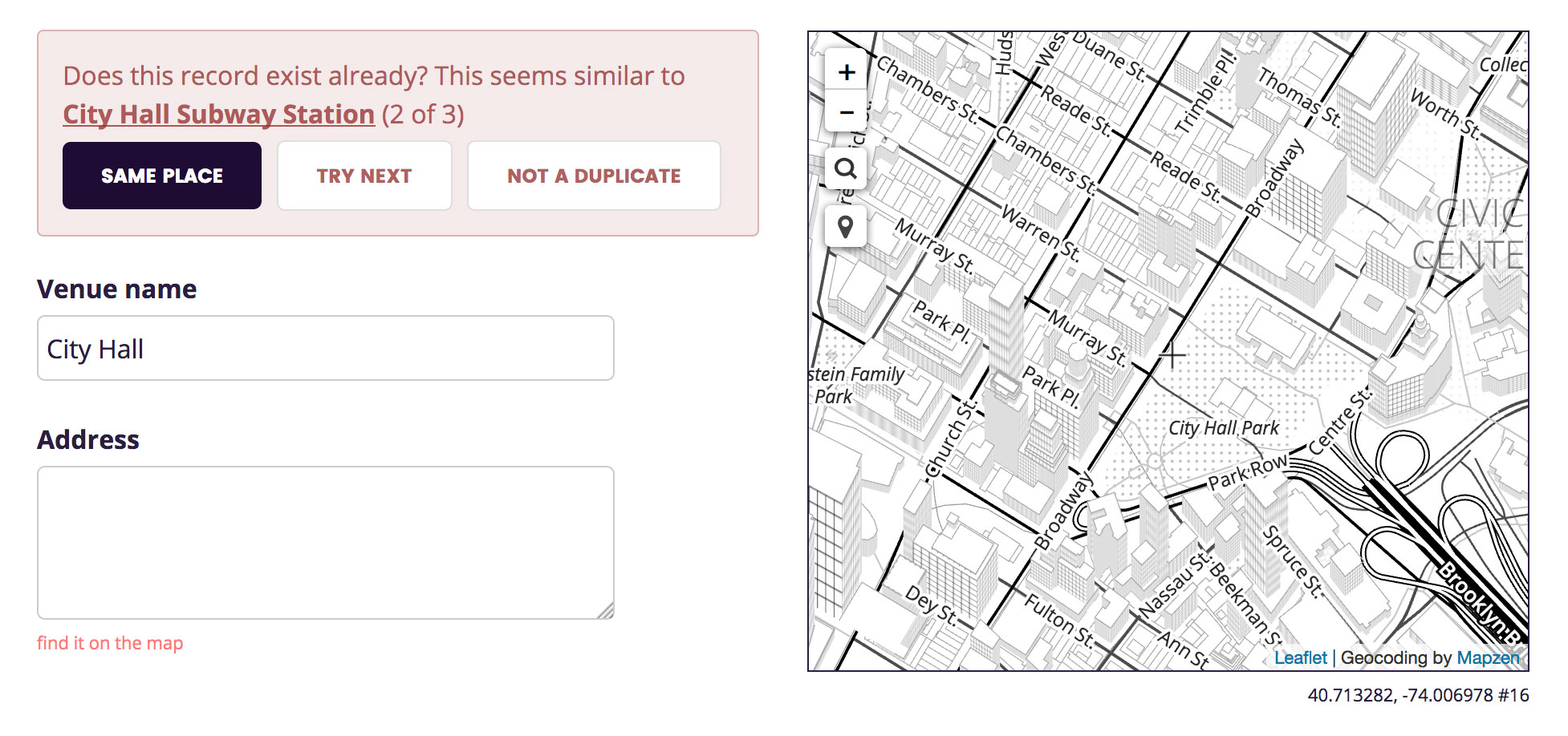 Dupe UI: City Hall Station