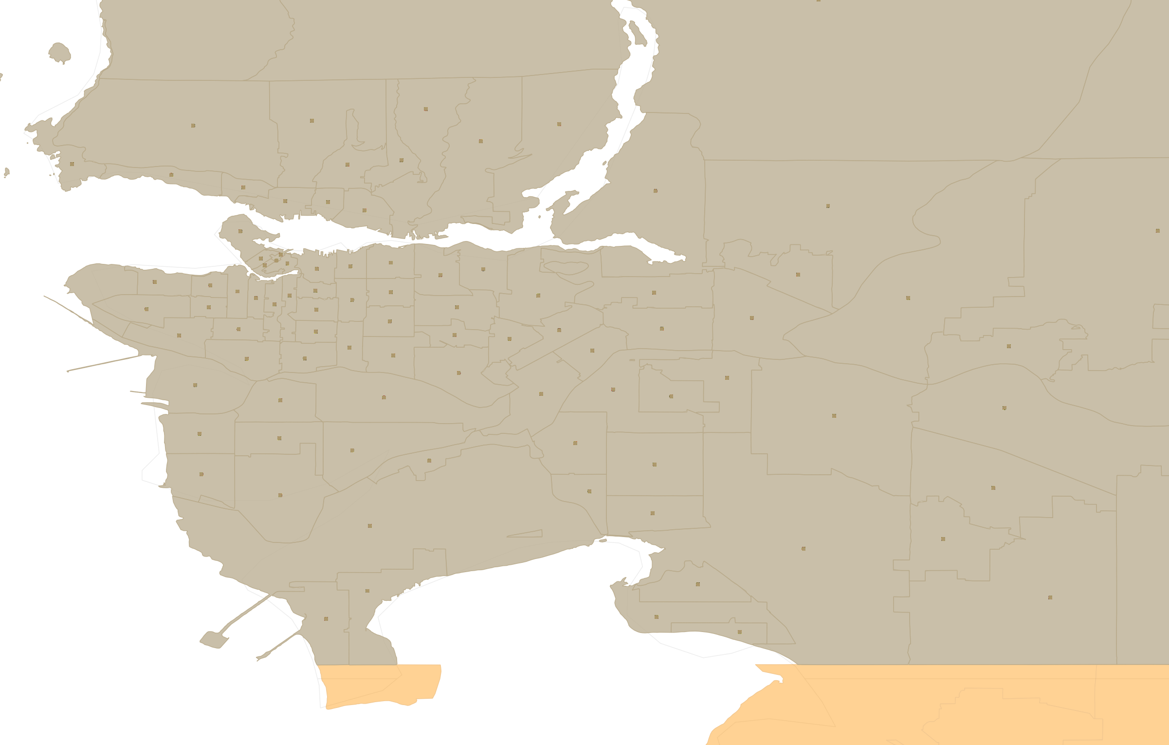 Who’s On First postalcodes coverage map detail for Vancouver, Canada