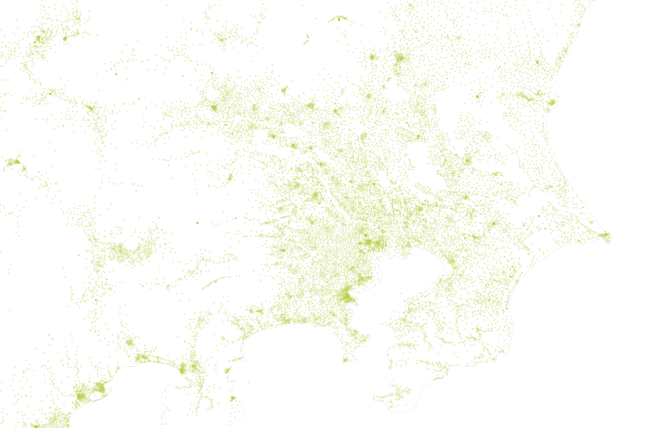 Who’s On First postalcodes coverage map detail for Tokyo, Japan